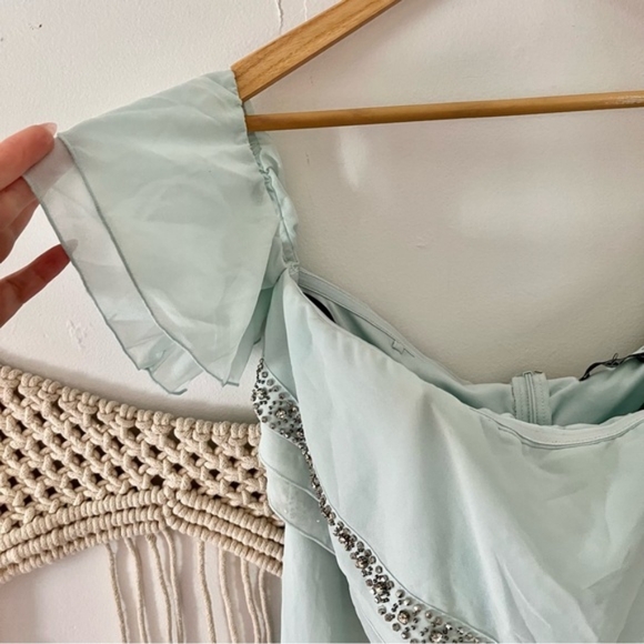 TFNC Cecilia Powder Blue Embellished Strapless Off Shoulder Gown - Picture 13 of 14